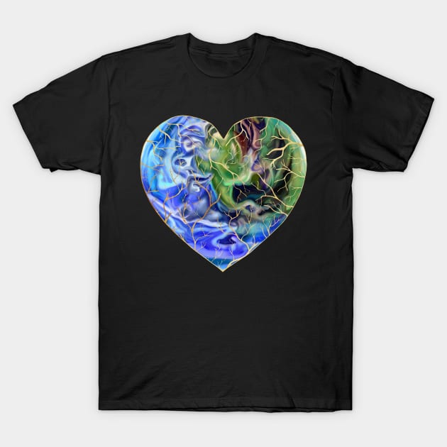 Caring Kintsugi Earth Heart T-Shirt by Art by Deborah Camp